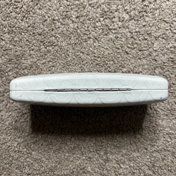 Coach Eye Glass Case ONLY Hard Hinged White Clam Shell With Logo - Picture 3 of 8